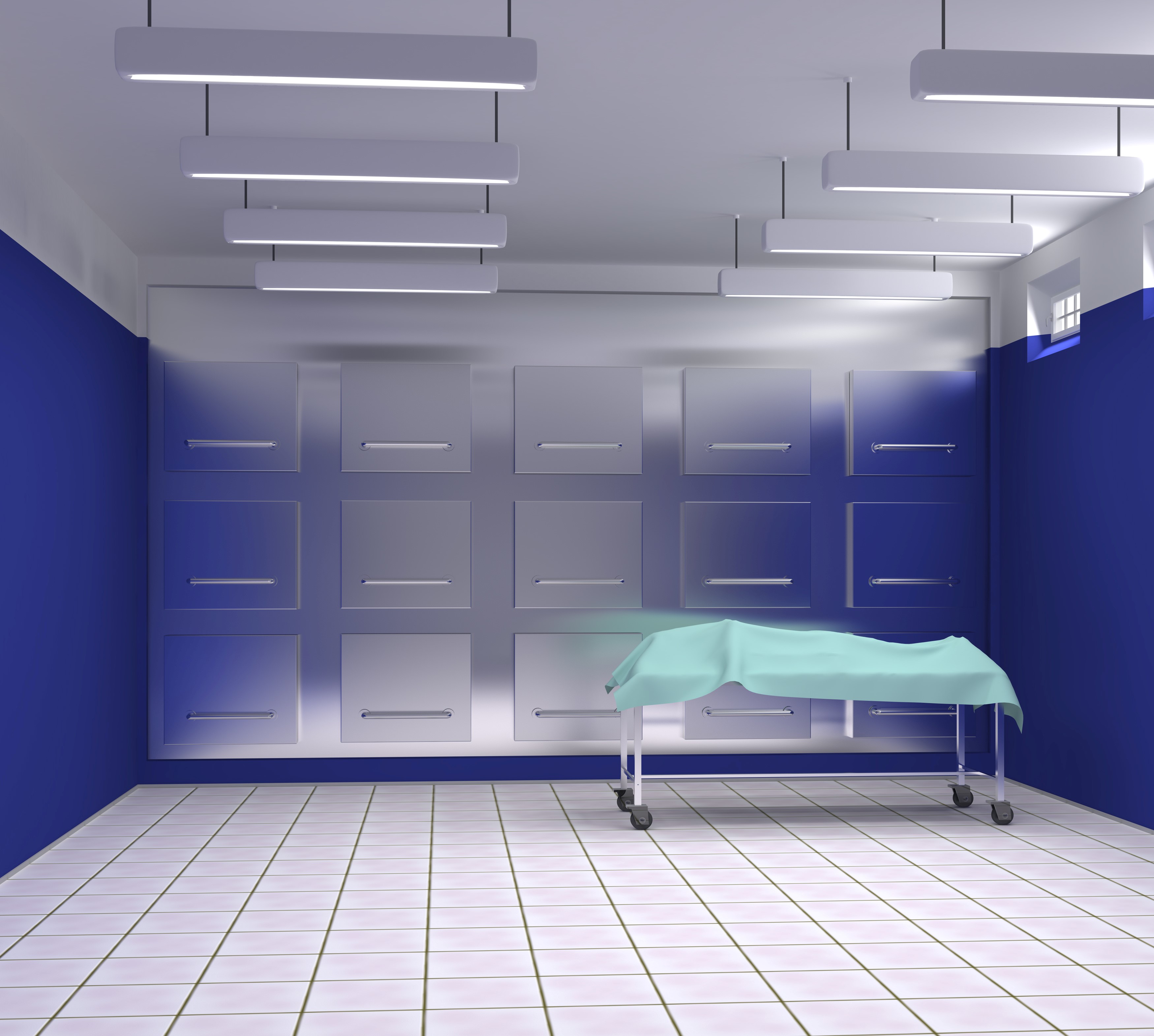 Interior of a modular morgue. 